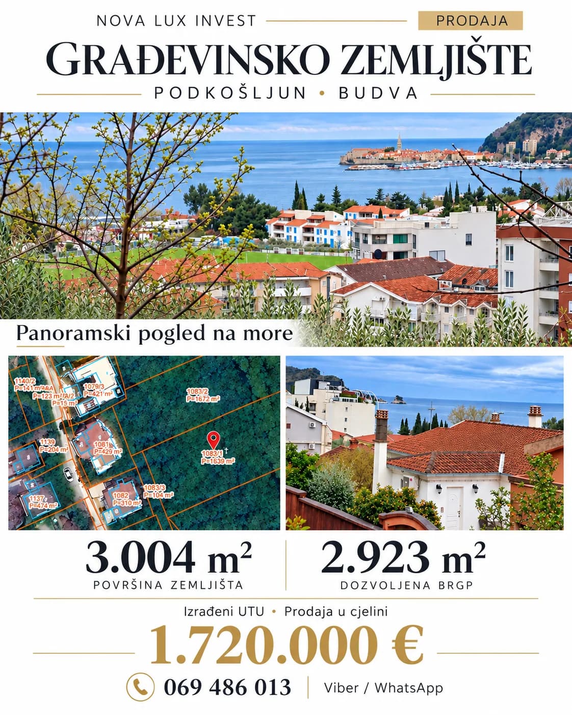 Prodaja,gradjevinsko zemljište,3004m2,Podkošljun,Budva. — fotografija 1 od 7