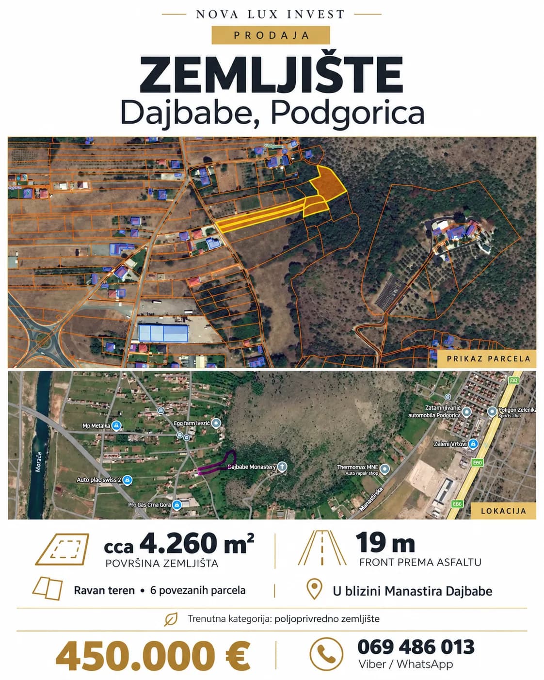 Prodaja,poljoprivredno zemljište,4260m2,Dajbabe,Podgorica. — fotografija 1 od 3